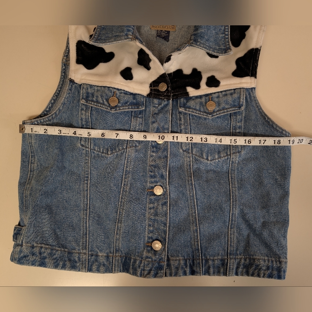 Cow Print Denim Vest Y2K Western M - Picture 6 of 8